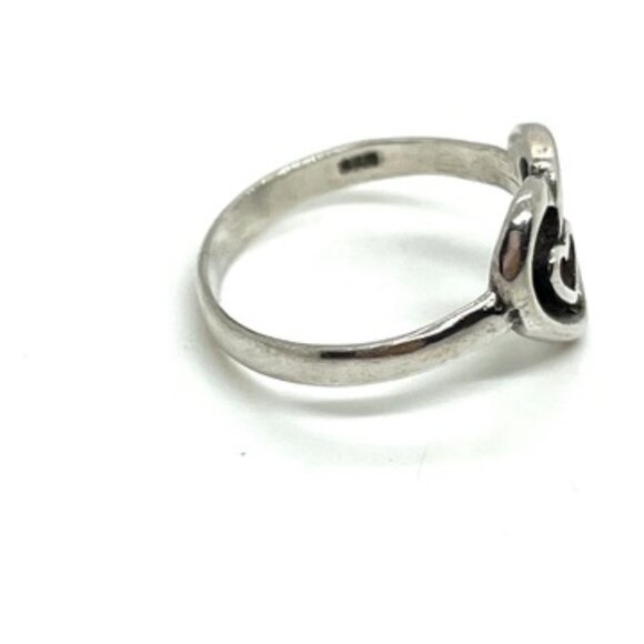 VINTAGE 925 STERLING SILVER DOUBLE HEART OPEN WORK RING DAINTY SZ 5.75 - Picture 12 of 15